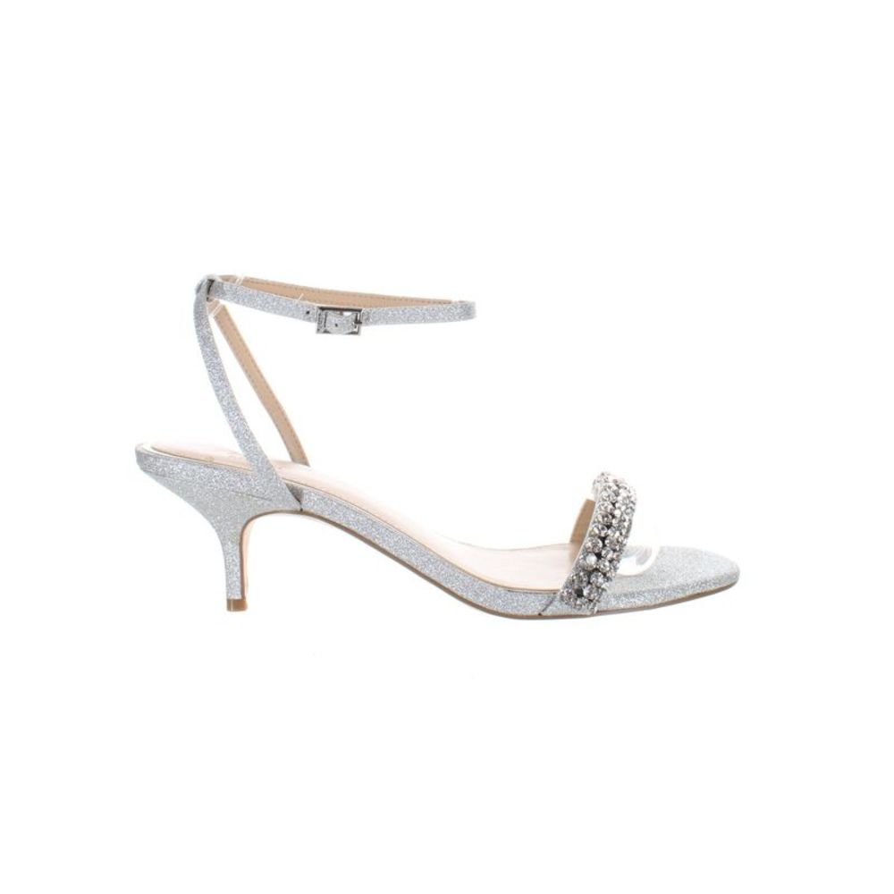 Badgley Mischka Womens Loren Silver Ankle Strap Heels Size 9 Medium (B, M)